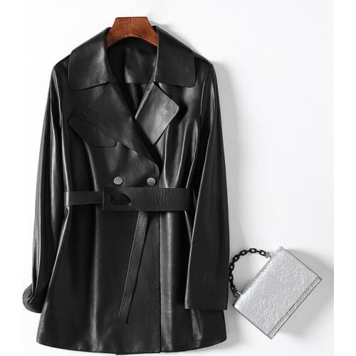 Genuine Leather Coat for Women 100% Sheepskin Leather Womens Jackets Slim Elegant Female Jacket Tops Chaqueta Mujer Zjt2665