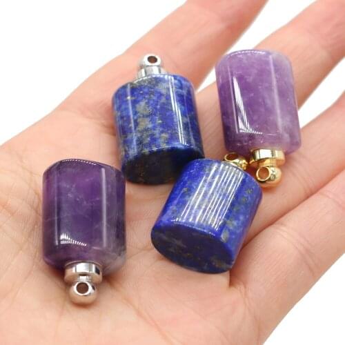 Natural Stone Lapis lazuli Amethysts Pendant Charms Crystal Perfume Bottle for Making DIY Necklace Jewelry Gift