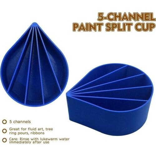 Polylactice Acrylic Split Pouring Cups Polylactice Pour Cup 5 Channels Paint Pouring Split Cup Paint Drawing Blue Container