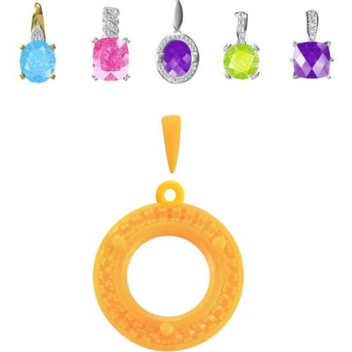 Wholesale Castable Resin Necklace Pendant with Square or Round Stone holes Printed by Photosensitive Material Printing Services