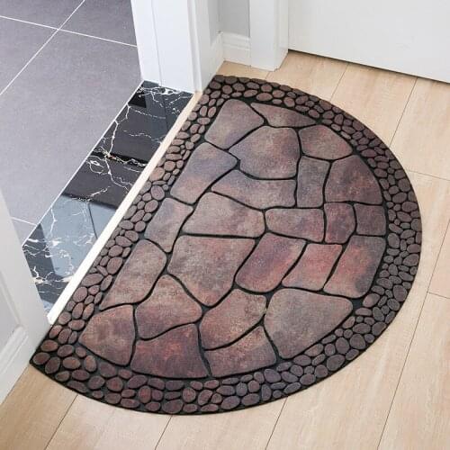 Semicircular Durable Flocking Carpet Dust Removal Entrance Door Mat Non-slip Foot Mat Entrance Mat Floor Mat