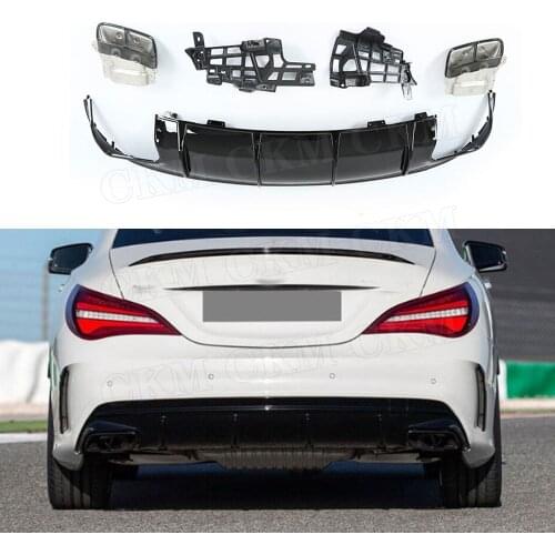 PP Rear Lip Diffuser with Exhaust Tips for Mercedes Benz CLA Class W117 CLA260 CLA45 2013-2018 Bumper Skid Plate