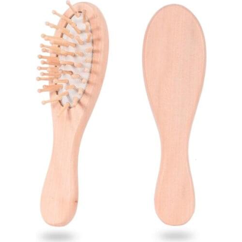 Bamboo Bristles Detangling Wooden Hair Brush Wet or Dry Oval Hairbrush 16*4.5*3cm for Women Men SN513