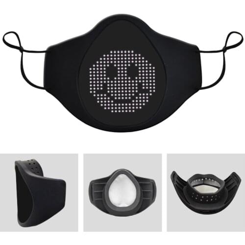 Silicone Programmable LED Face Mask Reusable Bluetooth Light-emitting Masks Mobile Phone Editing Pattern Display Cotton Mask