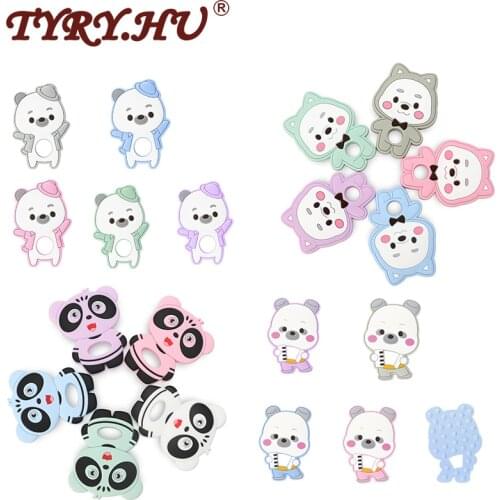 5/10PC Silicone Baby Teether Food Grade Cartoon Toddler Teething Pendant Pacifier Clips Teether Silicone for Newborn Gifts