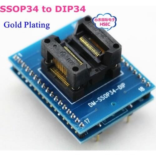 Free Shipping SSOP34 to DIP34 Adapter IC Test Socket Programmer adapter 0.65mm Pitch can be use also SSOP28 SSOP8 IC Chip