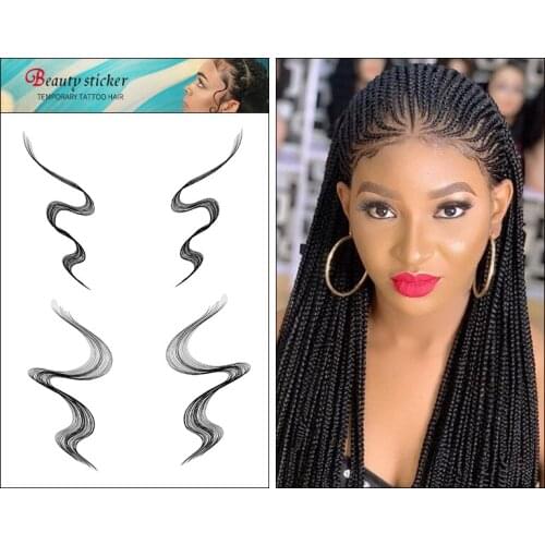 Hair Edges Tattoo Sticker Baby Hair Pony Tail Styles Temporary Tattoo Sticker Template Sleek Edges Bangs Tattoo Sticker