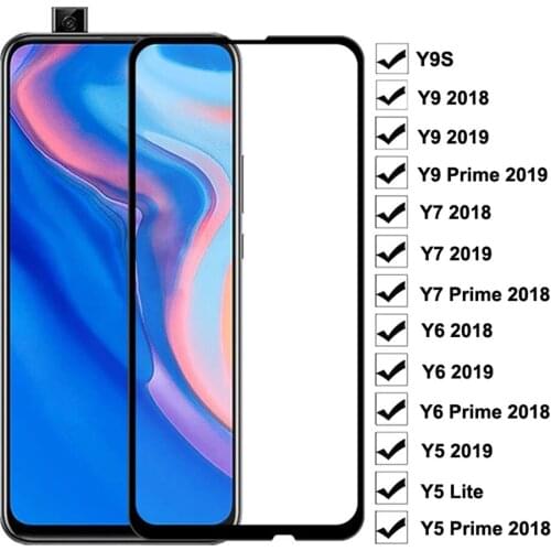 9D tempered glass for huawei y9s y9A y8s y8p y7p y6s y6p y9 y7 prime y6 pro 2019 y5 2018 phone screen protector protective film