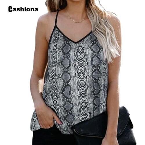 2021 Summer Womens Camis Leisure Casual Tank Tops Sexy Snakeskin Print Tshirt Plus Size Women Loose Strap Tees Shirt Femme 3XL