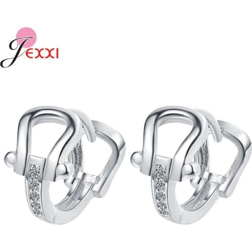 2021 New Arrival Fashion 925 Sterling Silver Hoop Earrings For Women Geometric Yellow Gold Plated Elegant Zircon Earrings Gift