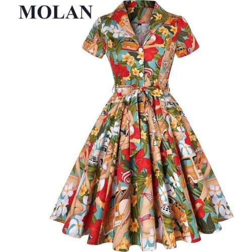Woman Sexy Vintage Long Dress With Belt Turn Down Collar Pleated Short Sleeve Print Court Style Female Fashion Shirt Dress