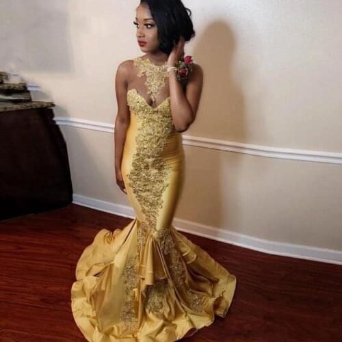 Gold Aso Ebi South African Evening Dresses Mermaid Sweetheart Appliques Beaded Nigeria Saudi Arabic Evening Gown Prom Dresses