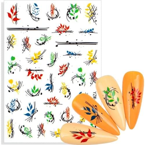 1 Sheet 3D Flower Geometric Lins Nail Stickers Acrylic Engraved Embossed 3D Transfer Decals Decoration Accessories DIY Design