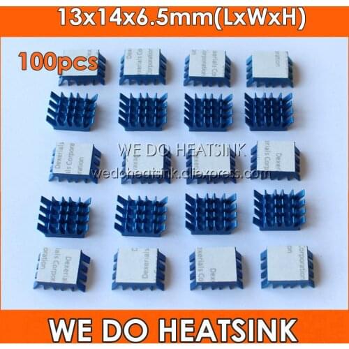 100pcs Aluminum 13x14x6.5mm Computer VGA Card Xbox360 PS DDR RAM Video Memory Cooling Cooler Blue Anodized Heatsink