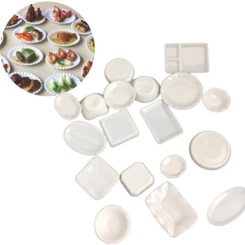 18Pcs Dollhouse Trays Plates Miniature Food Dishes Kitchen Tableware Decor Toy