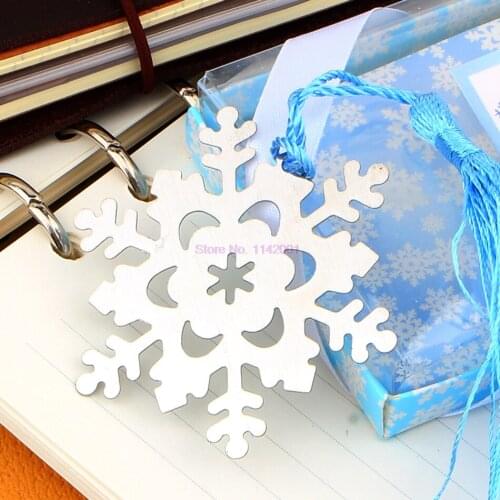 200pcs/lot Book Marker Snowflake Bookmarks Winter Flower Pendant Gifts Tassel Favors Thanksgiving Christmas Birthday Gift