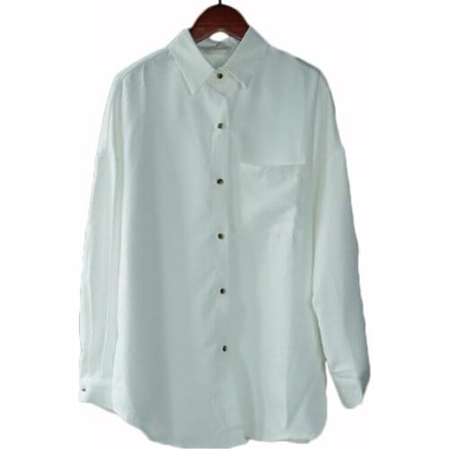 2021 NEW White Oversized Shirt Women Long Sleeve Blouse ladies Pocket Plus Size Blusas Mujer