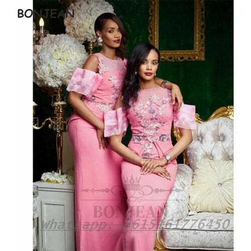 2021 Coral Bridesmaid Dresses Mermaid Lace Appliques South African Off-The-Shoulder Lace Ups Back Bridesmaid Dress Party Dress