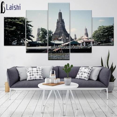 5pcs diamond painting Thailand lotus flower Architectural landscape diamond mosaic diamond embroidery full round square drill