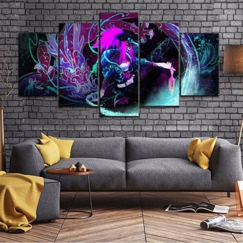 Canvas Picture Home Decor 5 Pieces League Of Legend Game Paintings Wall Art Kda Evelynn Prints Poster Modular Living Room Frame
