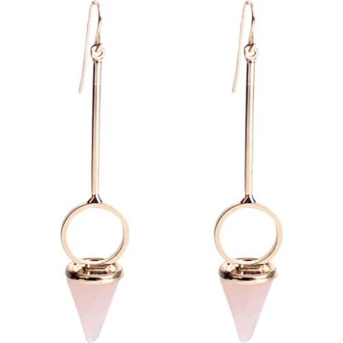 99CARATS SUMNI Temperament, lovely and sweet, geometry, modern, fashionable, pink crystal stone, earring For Women Free Shipping