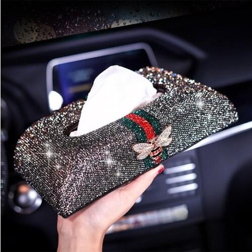 Car tissue box seat type car tissue box high grade leather inlay car acessories car accessories for girls