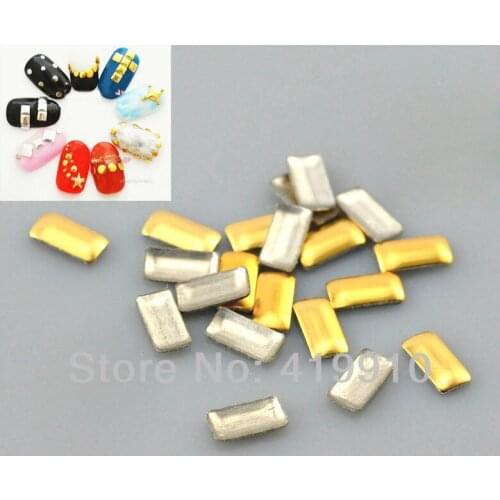 Free Shipping 10000PCs Gold Plated Rectangle Metal Nail Art Fashion Home Decoration Metallic Nail Studs Drop 4x2mm M00230