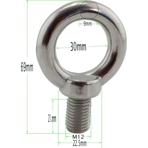 Big A2 Stainless Lifting Eye Bolt Marine Lifting JIS1168 Eye Bolt SUS304 Ring Screw Loop Hole 7pcs M12 4pcs M16 2pcs M12