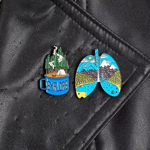 Lung of the earth forest pins and brooches Field explore camping pin Badges Enamel pin Denim jackets bag backpack jewelry gift