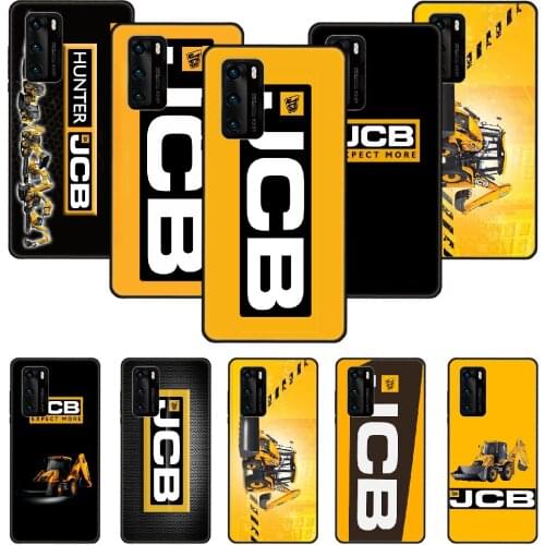 Phone Case For Huawei P20 P30 P40 P Smart Z + P10 Mate 30 10 20 Lite Pro Black Cover Back Trend Bumper Art Cool JCB excavator