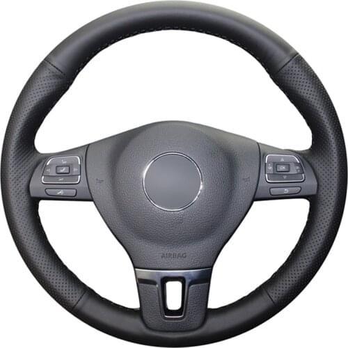 Black Artificial Leather Handsewing Car Steering Wheel Cover for Volkswagen VW Gol Tiguan Passat B7 CC Touran Magotan Sagitar