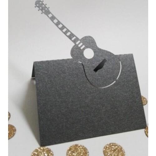 Black music party Guitar tent place cards Wedding bridal baby shower seating table number name Tented Escort Card