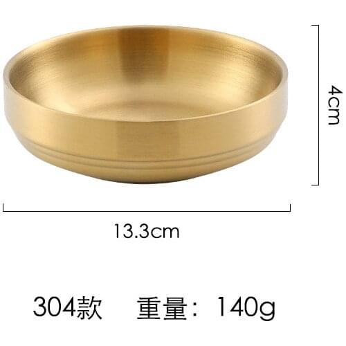 Child adult double Heat Insulated Round Rice Soup Bowl Kitchen Dining Tableware 304 Stainless Gold and silver Korean Bowl