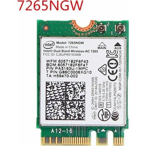 Dual band Wireless-AC For Intel 7265NGW WIFI BlueTooth Card 802.11ac 2x2 NGFF Wireless Wifi BT 4.0 Network Card FRU:04X6030