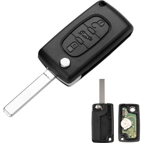 3 Buttons Remote Car Key Fob For Citroen C2 C3 C4 C5 433Mhz ID46 PCF7941 Chip CE0523 Flip Folding VA2 Uncut Blade