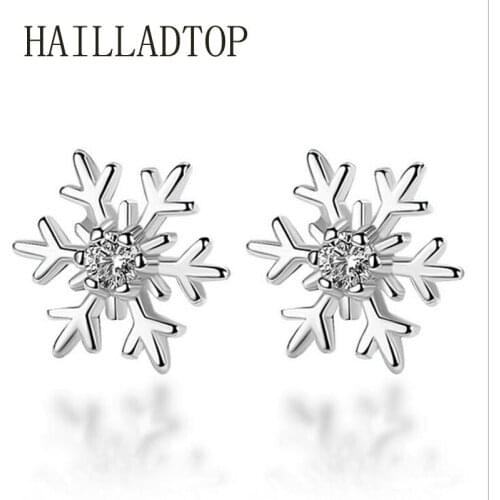 HAILLADTOP Snowflake Earrings Ear Piercing Jewelry Korean Style Stud Earrings Classic Christmas Love Gift High Quality Jewelry