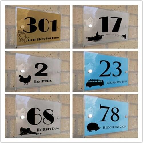 Customized Acrylic House Number Address Street Name Plaques Multiple Colors Animal Designs A6