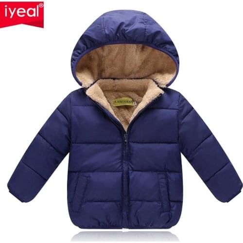 IYEAL Kids Winter Jackets New Solid Hooded Baby Girls Boys Cotton Thincken Coats Infant Outerwear Warm Clothes 1-4 Years