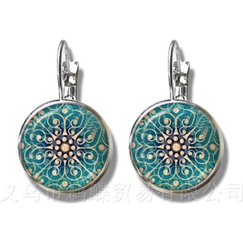Metatron Cute Earrings Chakra Cosmic Energy Centres Charm Women Jewelry Beautiful Mandala Lotus Hinduism Stud Earrings Gift