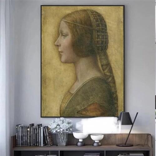 La Bella Principessa Canvas Paintings By Leonardo Da Vinci Famous Posters Prints Wall Art Abstract Pictures Home Decor Cuadros