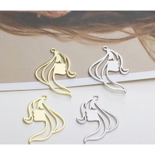 Pretty Girl Metal Charms Golden Silver Color Metal Cute Earring Charms 10pcs