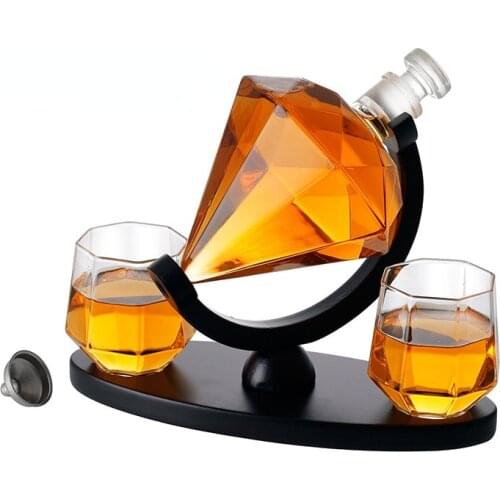 Globe Decanter Crystal Whiskey Glasses Hand-blown 100% Lead Free Whisky Decanter Set with Globe Whiskey Carafe & 2 Glasses