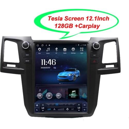 12.1inch Tesla Screen Stereo Multimedia For Toyota Hilux Srv 2010 Fortuner 2014 Radio Android 10 GPS Carplay Car Video Player