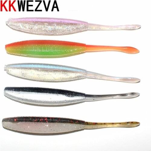 KKWEZVA 5pcs Paddle Tail Soft Grubs 4.7g 10cm Lure Jig Head soft Fishing lure for bass Fishing Mandarin fishing