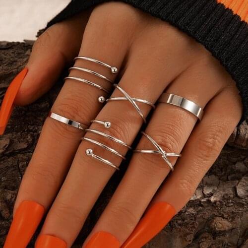 Six-piece/set of Knuckle Ring, Female Fashion Personality, Light Luxury, Six-piece Set, Niche Design, Cold Wind Simple Ring