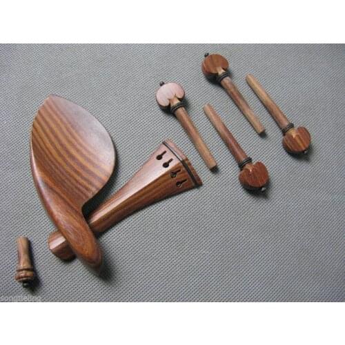 One set rosewood violin parts. chinrest, tailpiece,endpin, pegs for 4/4 violin
