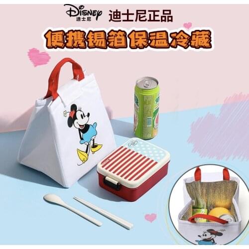 Authentic Disney Mickey Cartoon Cute Lunch Bag Large-capacity Aluminum Foil Insulation Bag Picnic Lunch Box Bento Bag