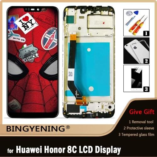 Original For Huawei Honor 8C LCD Display Screen Touch Digitizer Assembly For 6.26 inch Honor Paly 8C BKK-AL10 BKK-L21 With Frame