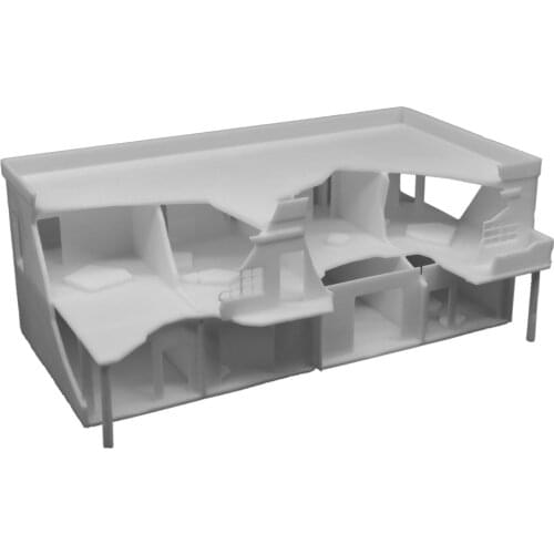 Outland Models Railway Scenery Building Damaged City House (Long) 1:87 HO Scale