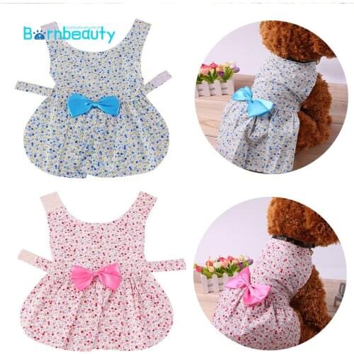 Pet Dog Dress Summer Wedding Dresses for Small Dogs Cotton Print Princess Skirt Summer Thin Section Romantic Wave Point Part Clo